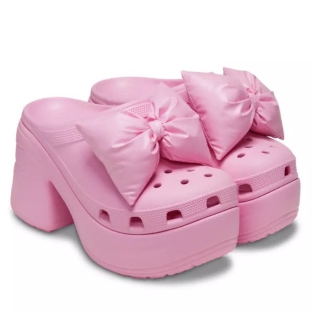 Pink Crocs (Rare Pink Bow Siren Crocs) Size 7W
